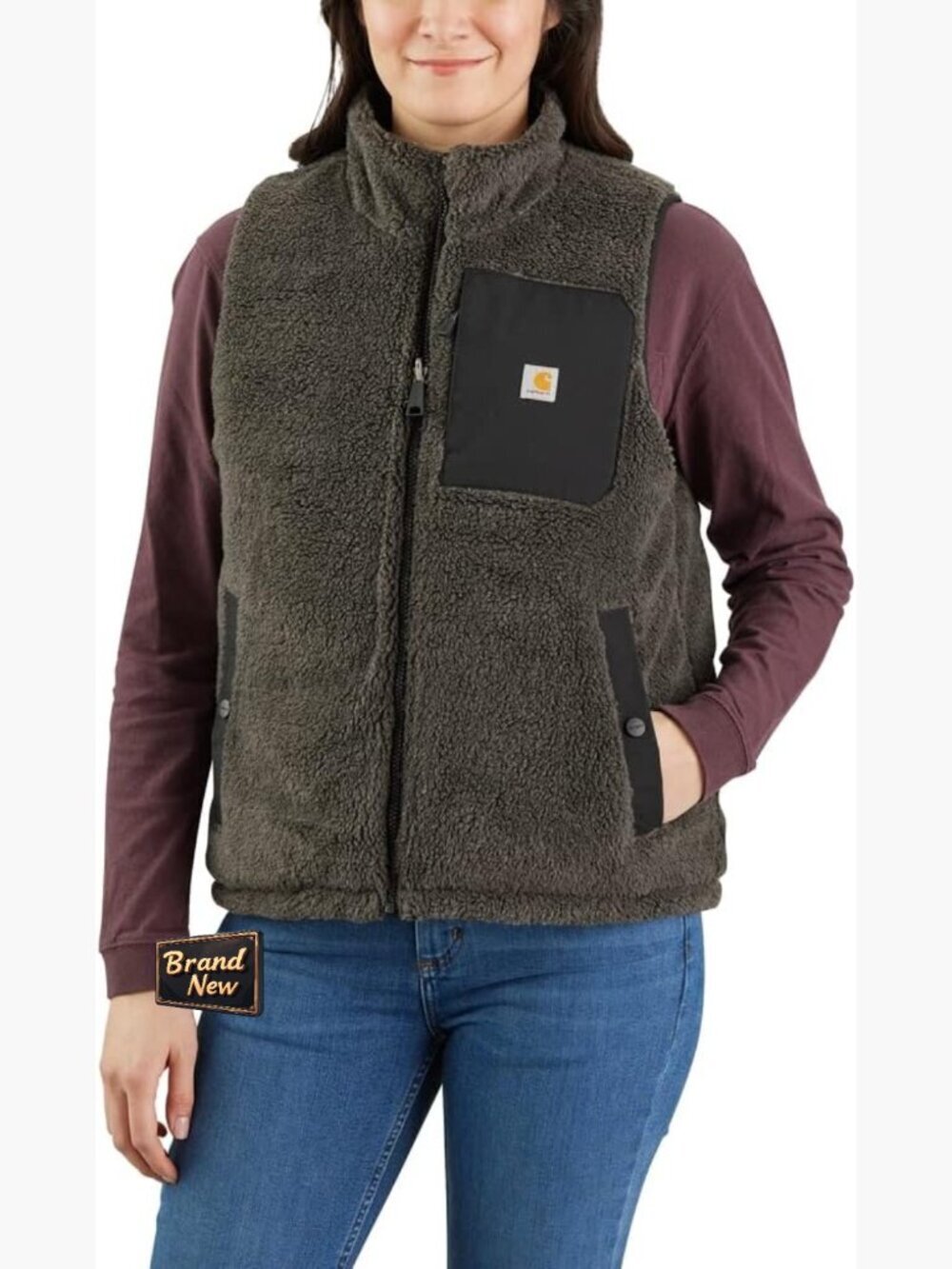 Reversible Insulated Vest with Sherpa Lining, Relaxed Fit, Water Repellent - Picture 1 of 3